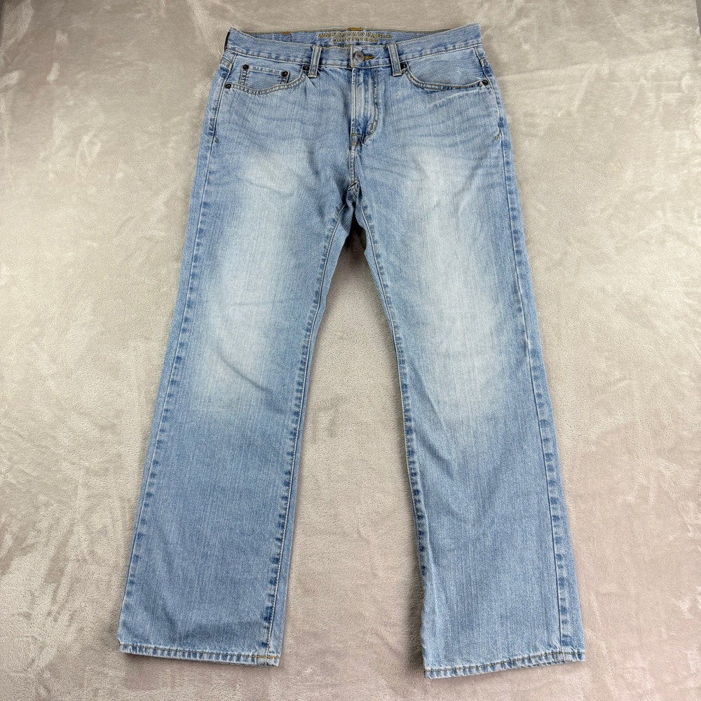 American Eagle Jeans Original Boot Men 32x32 (Fit 34x30) Blue Light Wash Western